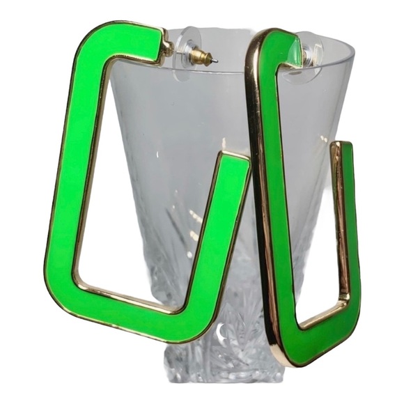 bp Jewelry - bp Neon Green and Gold Rectangular Hoop Earrings